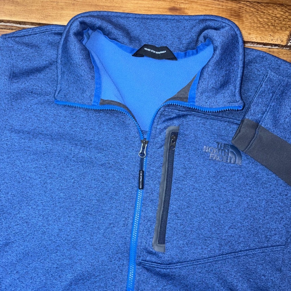 The North Face Quarter Zip Pullover Mens Large Blue Heathered Outdoor Athleisure
